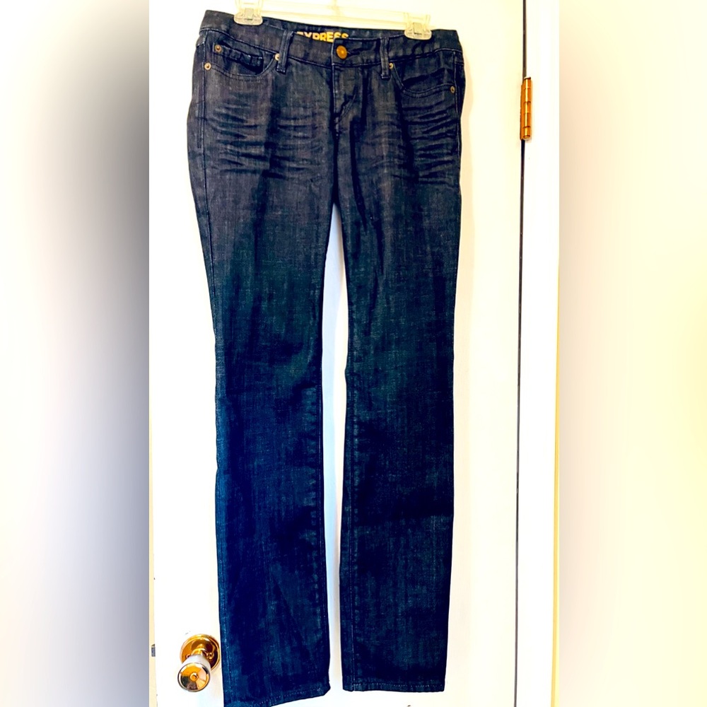Express Zelda Dark Wash Skinny Low Rise Jeans size 6 Long Tall